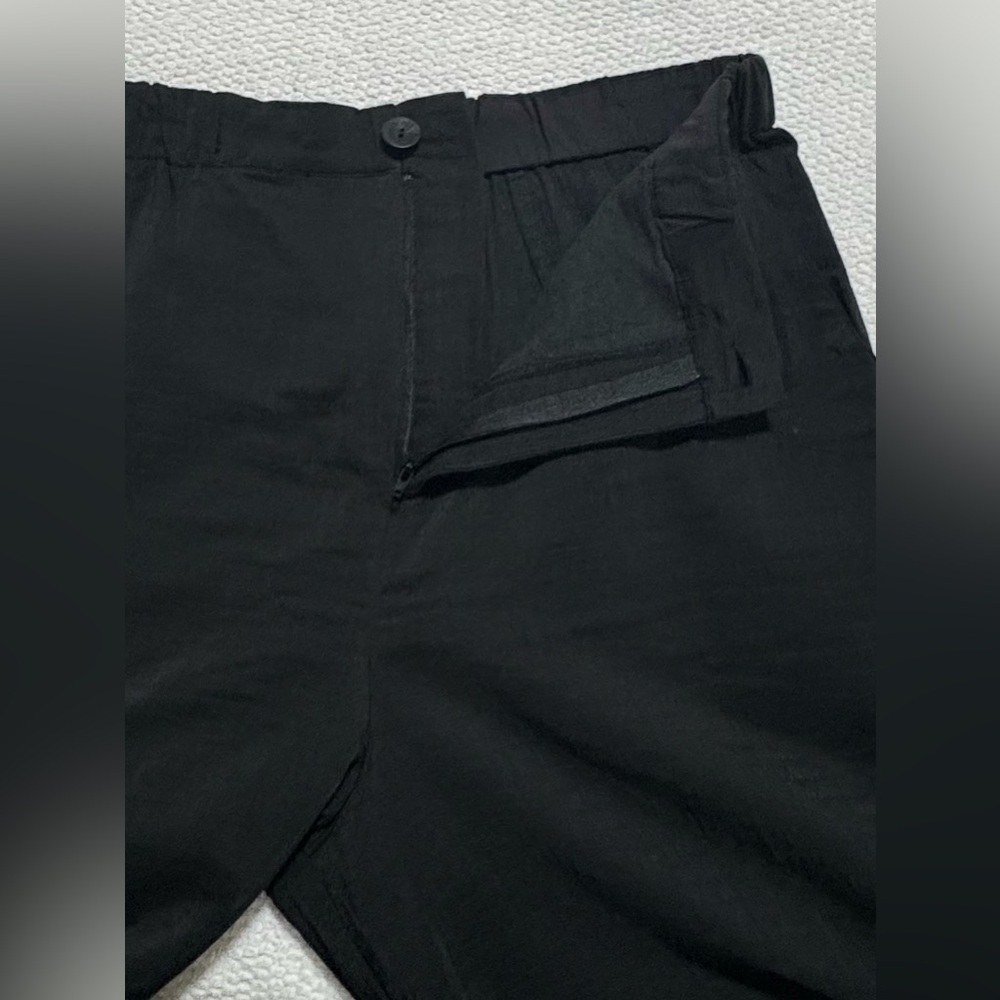 Bitte Kai Rand Size M Black Linen Blend Wide Legs High Rise Cullotte Pants - Picture 13 of 16